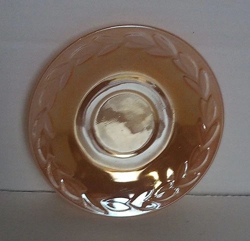 Vintage Fire King Oven Ware Peach Luster Laurel Leaf  5.75" Saucer