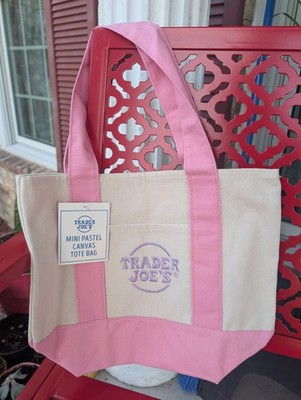 TRADER JOE'S ~ Mini Pastel Canvas Tote Bag { PINK }