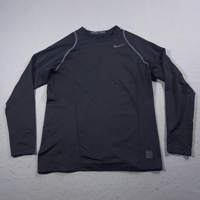 Nike Pro Hyperwarm Shirt Mens Small Black Long Sleeve Fitted Training Base Layer