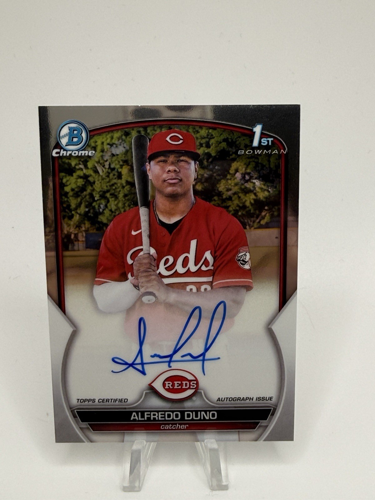 2023 Bowman Chrome Alfredo Duno Auto Autograph 1st Prospect #CPA-ADU Reds