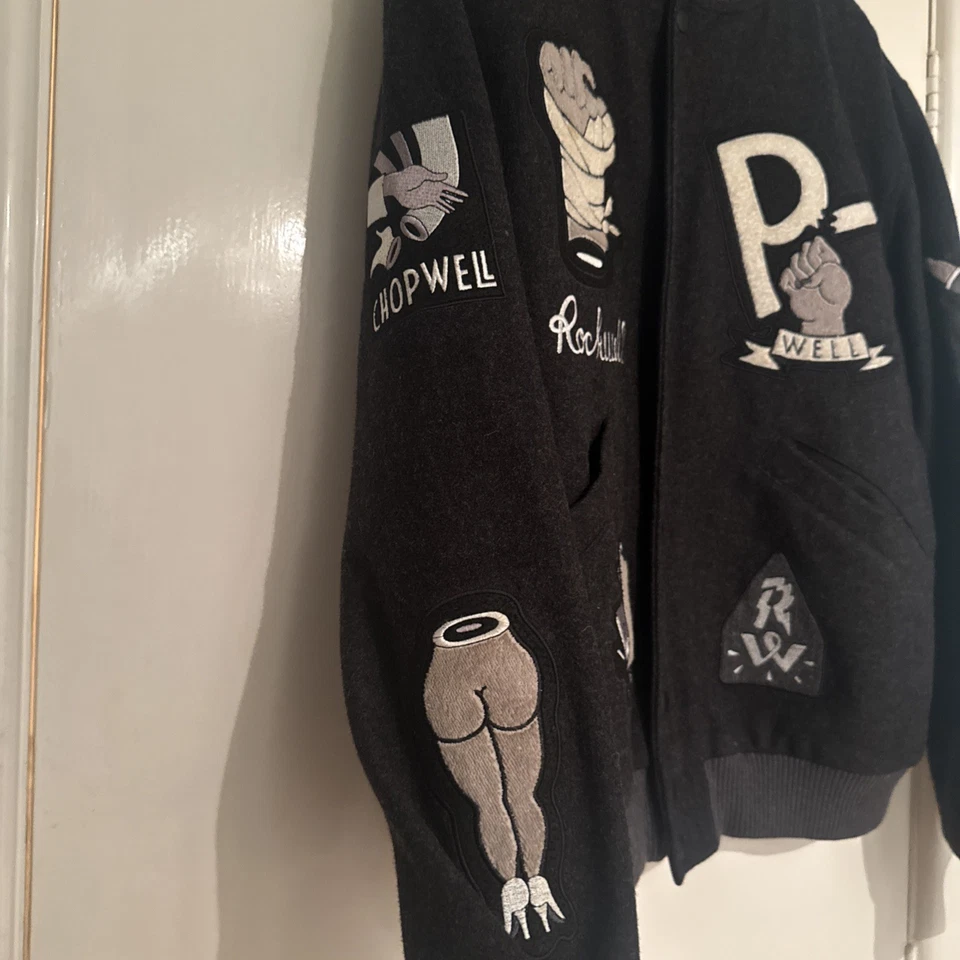 Rockwell By Parra Broken Fist Varsity Bomber Wool Jacket Rare Piet Parra - Image 3 of 4