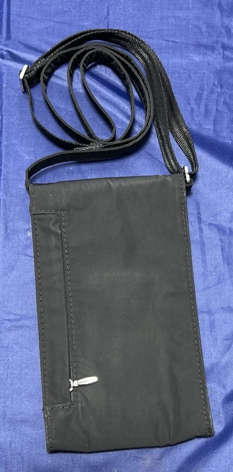 Bolsa tiracolo Athleta All About Phone mini bolsa preta microfibra bolso com zíper - Imagem 2 de 4