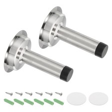 2 Pack 3 Inch Stainless Steel Door Stopper, Screw Adhesive Install Silver 