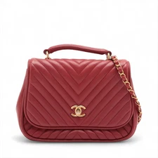Chanel V Stitch Lambskin 2 Way Shoulder Bag Red Gold Metal Fittings 24XXXXXX
