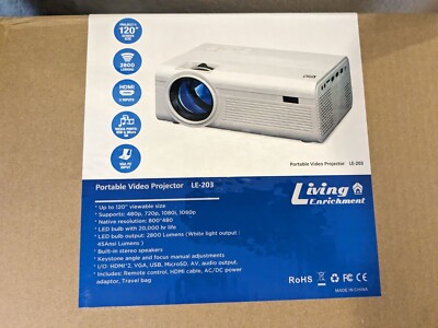 NEW IN BOX! Living Enrichment Mini Projector- Portable Video Projector LE-203