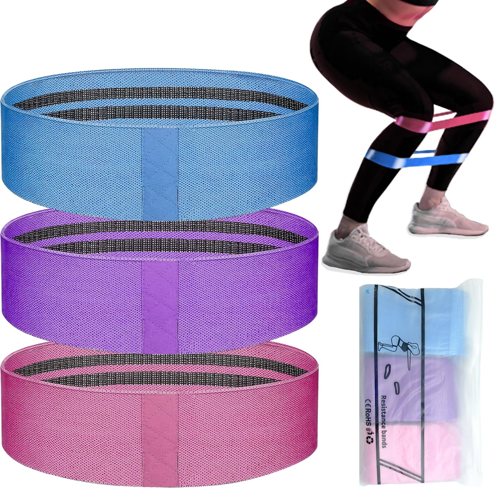 Fabric Resistance Bands for Working Out - Exercise Workout Bands for Women an...