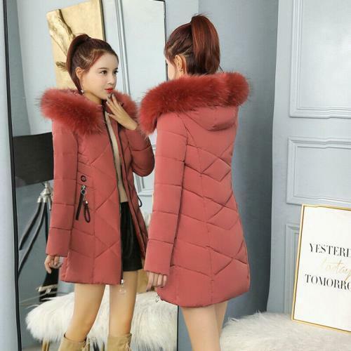 Women's Down Cotton Parka Coat Fur Collar Hooded Quilted