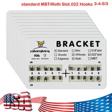 USA Dental Orthodontic Brackets Metal Braces Standard MBT/Roth 022 Hooks 3-4-5/3