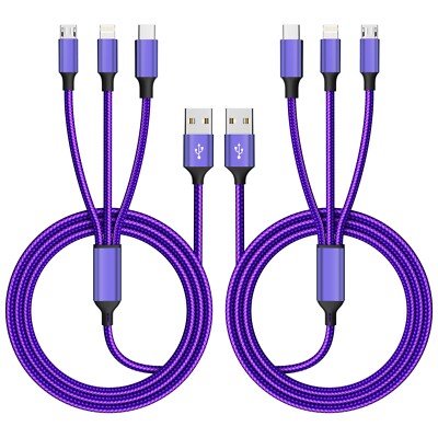 Multi Charging Cable(2Pack 4FT), Nylon Braided 3 in 1 Universal Charger Cable...