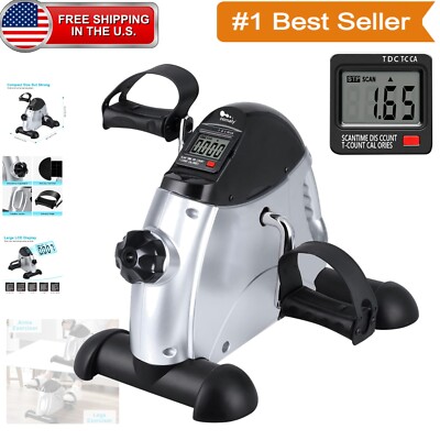 Portable Under Desk Exercise Bike with Adjustable Resistance & LCD Display