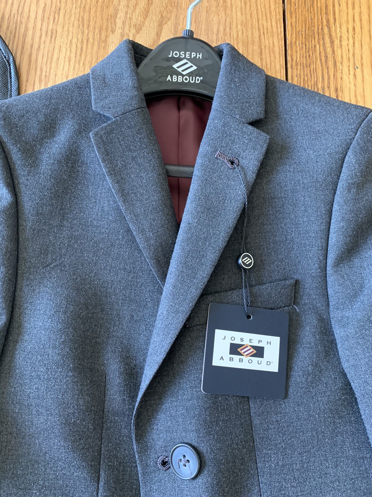 Joseph Abboud Charcoal Gray Grey Suit Coat Only Jacket Boys Size 4 Wedding NWT image 10