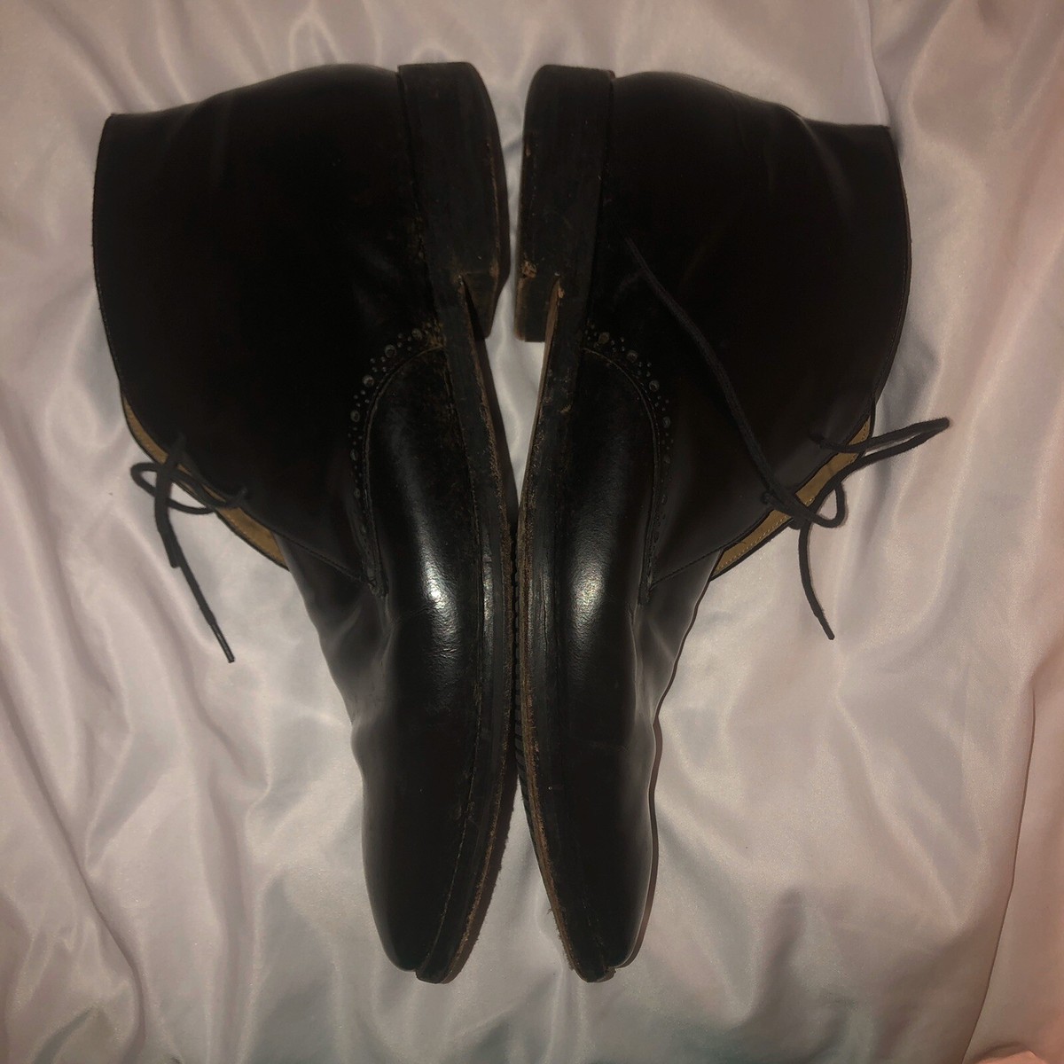 Cole Haan Boots Men Size 11.5 Black Leather Brogue Ankle 