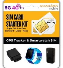 GPS Tracker SIM Card Starter Kit | 3 in 1 Universal Simcard Standard Micro Na...