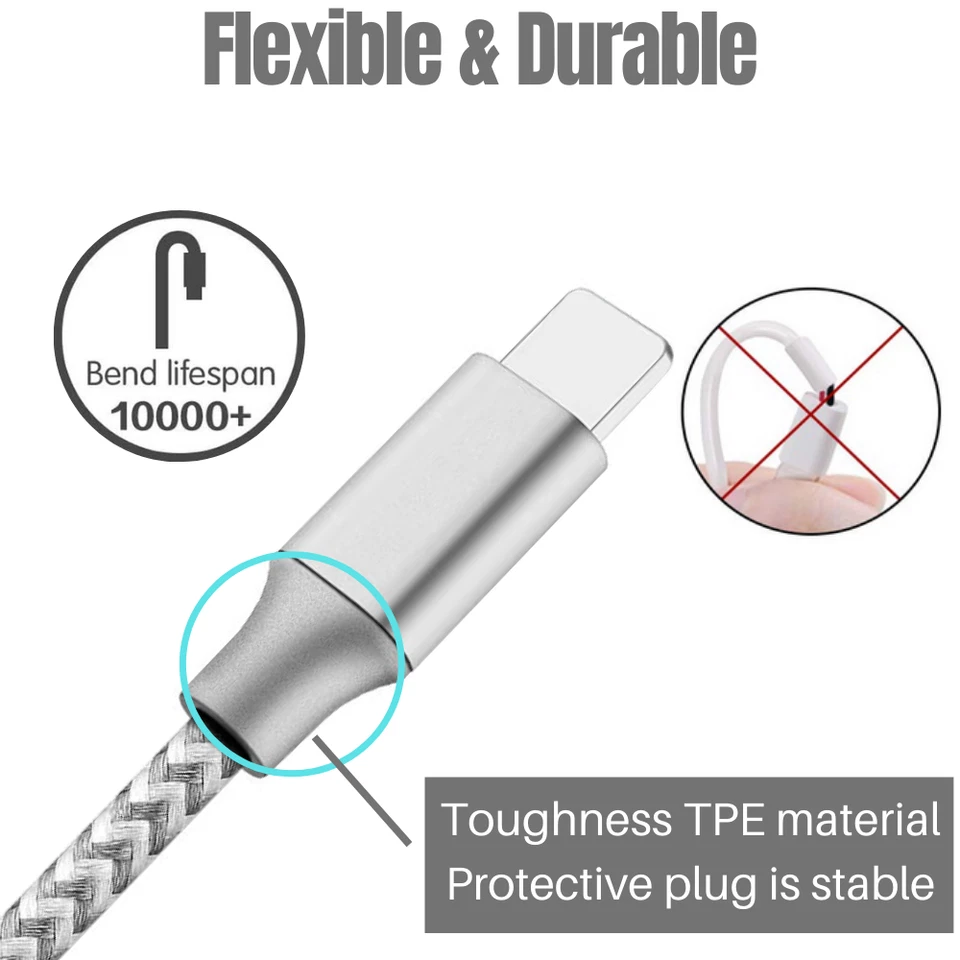 For iPhone 13 12 11 XS XR X 8 7 6 iPad Power Adapter Fast Charger Cable Cord 6FT - Image 3 of 4