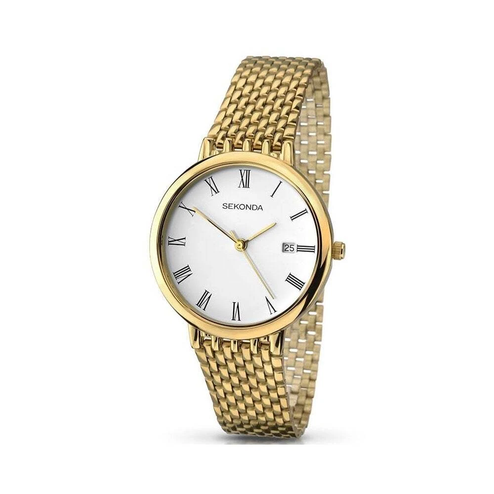 Sekonda men's gold plated bracelet watch clearance