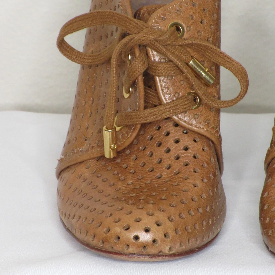 Tacones de cuña para mujer Tory Burch Victor perforados con cordones de 3,9" marrón 5 1/2 M B29 Foto 2 de 4