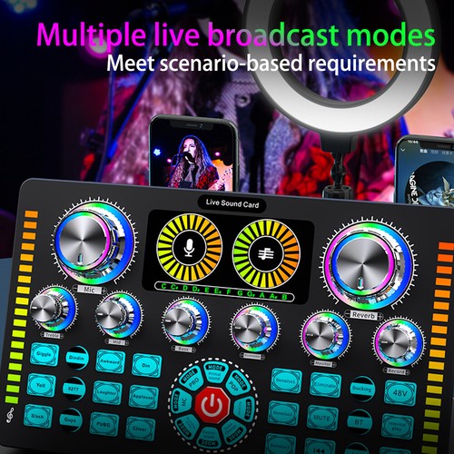 Q7 Headset Professional Audio Mixer Live Streaming Sound Card KTV English Vision - Afbeelding 10 van 24