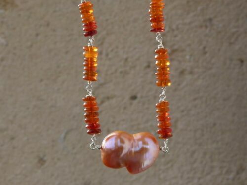 COLLANA IN TORMALINA PERLE 10MM VARI COLORI PERLA CIONDOLO BAROCCA Keshi