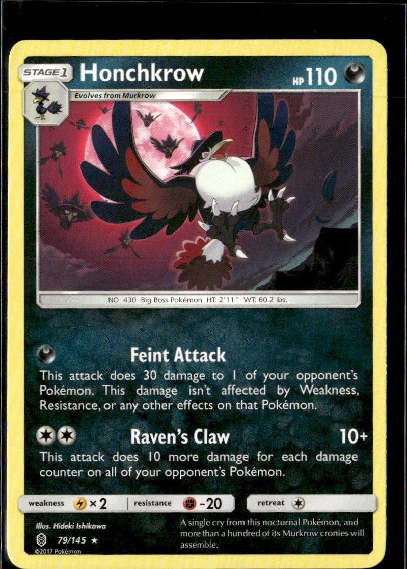Pokemon Honchkrow 79/145 Guardians Rising Non Holo Rare 2 Card Lot