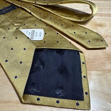 Brooks Brothers Makers Neck Tie Mens Gold Dots USA Silk NWT