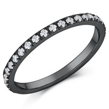 2mm Ladies Black Titanium CZ Eternity Ring