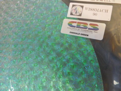 Dichroic Glass:CBS 90 COE -Emerald Green on Florentine Textured Thin Clear- 3''Sq