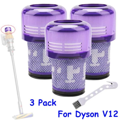 3X Waschbarer Filterersatz mit Bürste für Dyson V12 Detect Slim Teil #971517-01