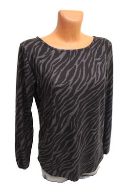 dünner Pulli S 36 schwarz grau langarm weicher Pullover Sweater Damen stretchig