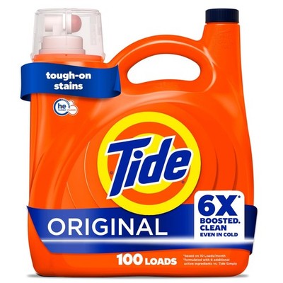 Tide Liquid Laundry Detergent Original Scent 125oz 100 Loads Cold Water Boost