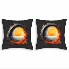 Set of 2 Decorative Throw Pillow Covers 18x18in - Vibrant Sunset Circle Design 