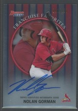Nolan Gorman 2019 Bowman's Best #99FA-NG Franchise Favorites Auto #/150 Cardinal