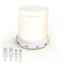 Small Bedside Lamp with USB Ports USB C  A - Fast 2x USB C, 2x USB A White