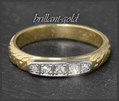 Diamant Ring mit 0,13ct, 585 Gelbgold & Platin Damen Bandring, Antik um 1925 - Bild 1 von 4