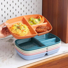 12 Pack Divided Plates 10.5" Reusable Wheat Straw Dinner Plates 3 Compartments