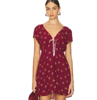 Free People Everyone's Favorite Little Red Mini Dress Short Sleeve Ladies  XS New | eBay