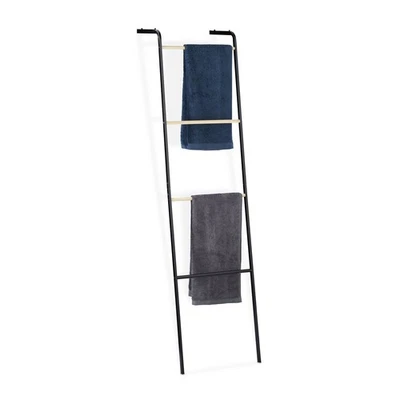 Échelle Porte-serviettes 4 barres métal rangement serviettes vêtements - Photo 1/4