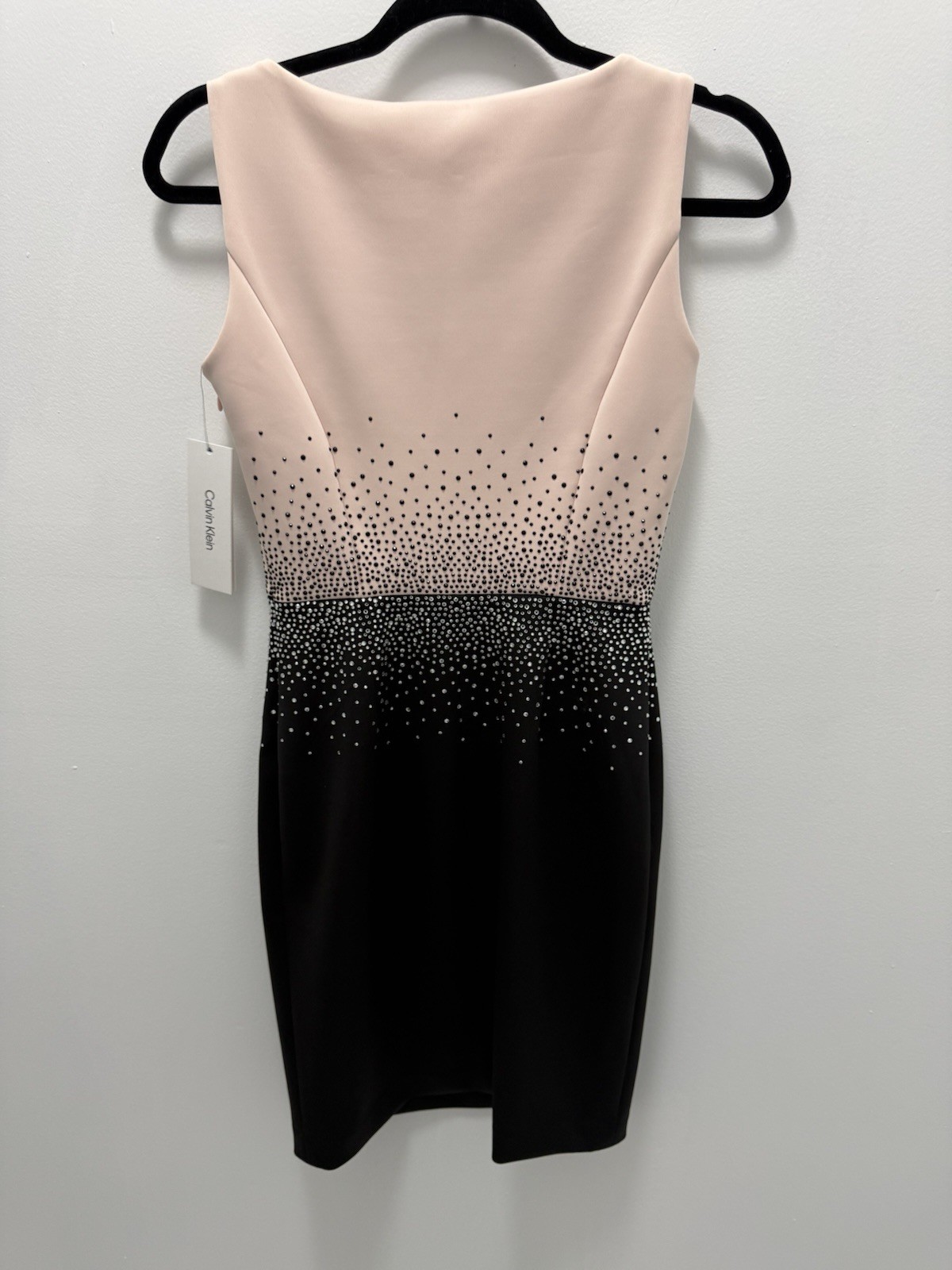 Calvin Klein Blush Black Rhinestone Sheath Dress Size 2 Sleeveless Cocktail  NWT thumbnail 6