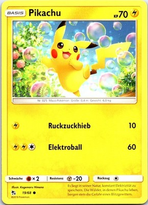 Pikachu 19/68 Verborgenes Schicksal Pokemon Karte 2019 Deutsch Near Mint Common