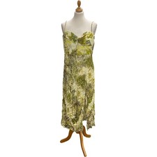 Zara Green Floral Print Midi Slip Dress Viscose Size Large RRP £49.99