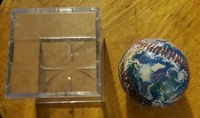 world Globe baseball in Acrylic Display case Unique RARE Planet Earth Artemis II