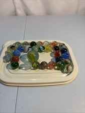 Lot Of 30 Small Marbles And One Shooter Marble Mixture  