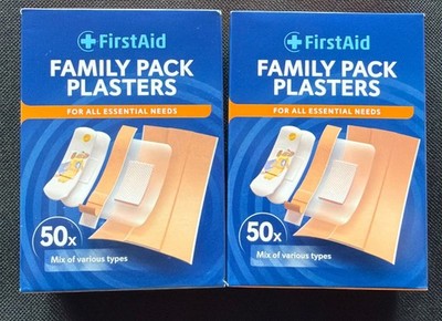 Pflaster Family Pack 2x 50 / 100 Pflaster verschiedene Typen First Aid
