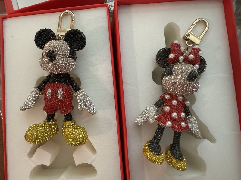 NEW DISNEY BAUBLEBAR MICKEY-BLACK/RED AND MINNIE MOUSE-RED/PEARLS BAG CHARMS