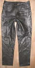 LOOKWELL Mens Leather Jeans Motorcycle Leather Pants Black W35 L35