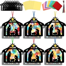 Eersida 32 Sets Christmas Nativity Ornaments Crafts Kits Bulk DIY Christian
