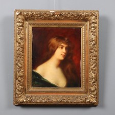 'Edouard D'Otemar' Ritratto  Giovane Donna Dipinto Antico Olio su Tavola '800