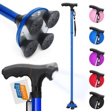 BigAlex Folding Walking Cane with LED Light,Pivoting Quad Base,Adjustable Walkin