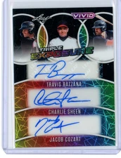 2025 Leaf Vivid Travis Bazzana Charlie Sheen Jacob Cozart Triple Autograph - 1/1