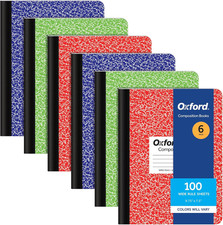 Composition Notebooks, 6 Pack, Cover Colors Vary, Wide Ruled Paper, 9-3/4 X 7-1/