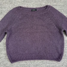 Max & Co Sweater Women Small Purple Mohair Cropped Boxy fit Knit Crewneck Career